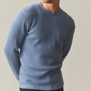 NWOT American Giant Men's Waffle Long Sleeve Crew Shirt Slate Blue XL
